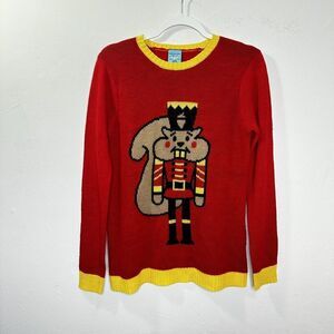 Norther Pole Ugly Christmas Sweater - Chipmunk Nutcracker Red‎ Sweater - XS Size